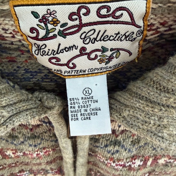 Vintage 90s Fair Isle Zip Cardigan Sweater XL Heirloom Collectibles - Picture 2 of 7